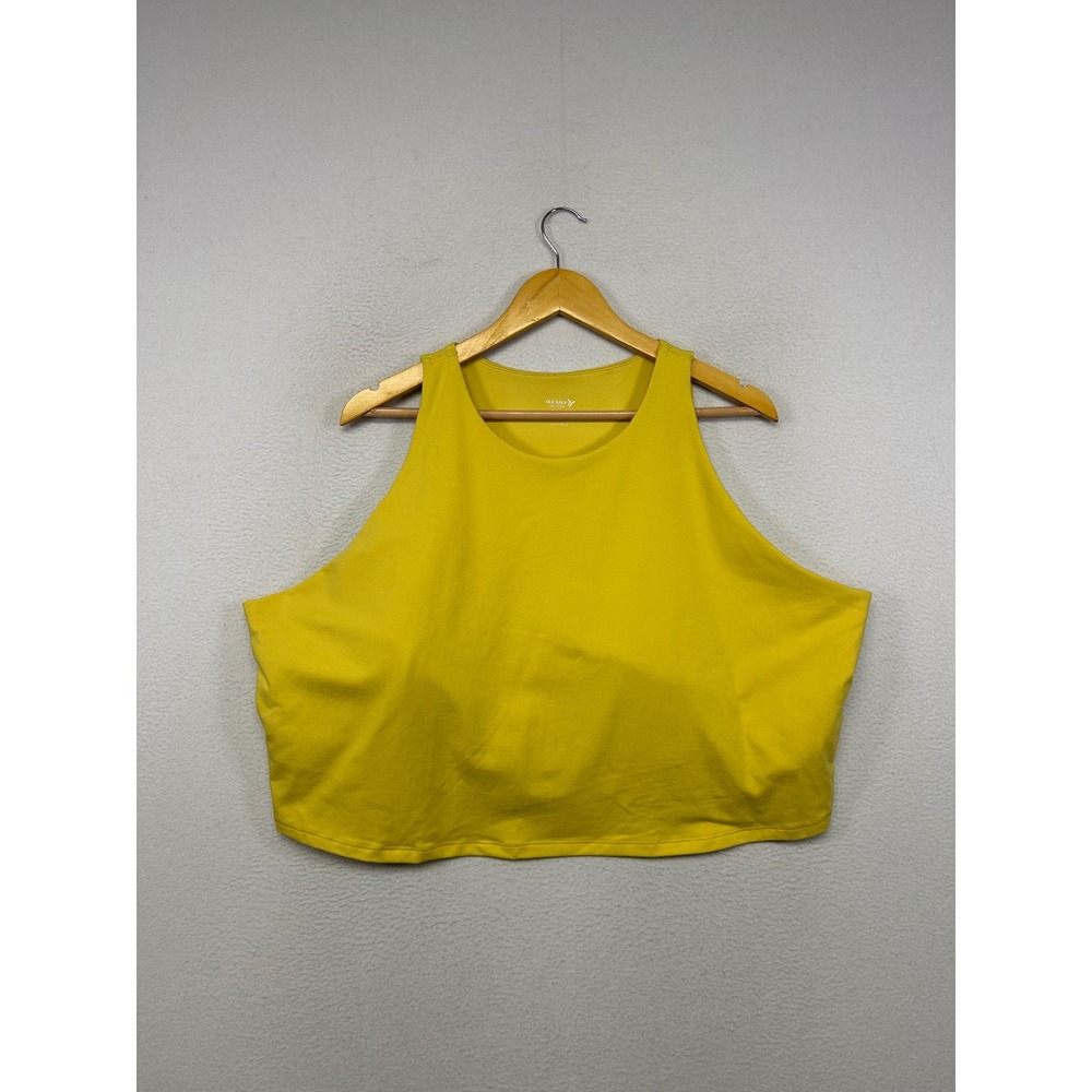 Athleisure Old Navy Women 4X Yellow Active High Neck Shelf Bra Crop Tank Top